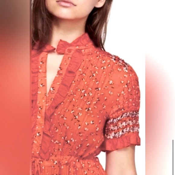 Free People Rare Feeling Tiered Boho Midi Dress w Pintucks & Tassel Waist Tie. - Picture 6 of 6